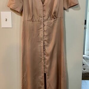 Champange color Silk material flowy dress by Leith.